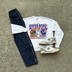 White Logo 7 Super Bowl XXIV 49ers vs. Broncos Crewneck 1989